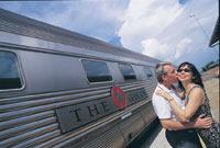 The Ghan stoppping at Katherinein Northern Territory 3.5 hours south of Darwin